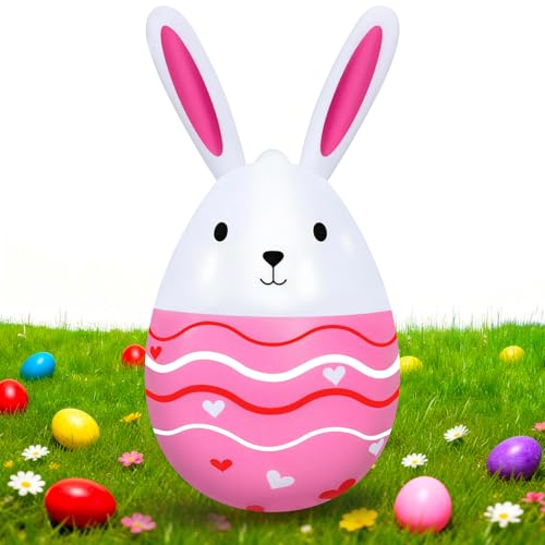 DIELOVEHUA Lapin de Pâques Gonflables, 16 Pouces Lapin de Pâques Décoratifs Mignon, Decoration de Paque Gonflable, pour Decoration Pâque Exterieur, Chasse...
