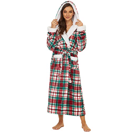 ccko Plush Robes For Women Fleece Fuzzy Womens Robe Soft Warm Womens Bathrobe with Hood for Bath Spa Shower House