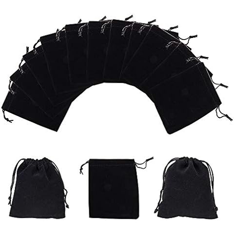 NBEADS 50 Pcs Black Velvet Drawstring Bags Cover