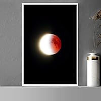 Framed Canvas Wall Art Moon Astronomy & Space Bedroom Colorful Contemporary Moon Multicolor Photography - 16x24 inches