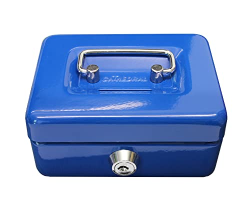 Cathedral - Caja metálica para dinero, cerradura, 2 llaves, color azul thumbnail