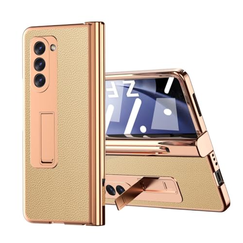 Protection écran pour Samsung Galaxy Z Fold 7 coque cuir rigide dorée