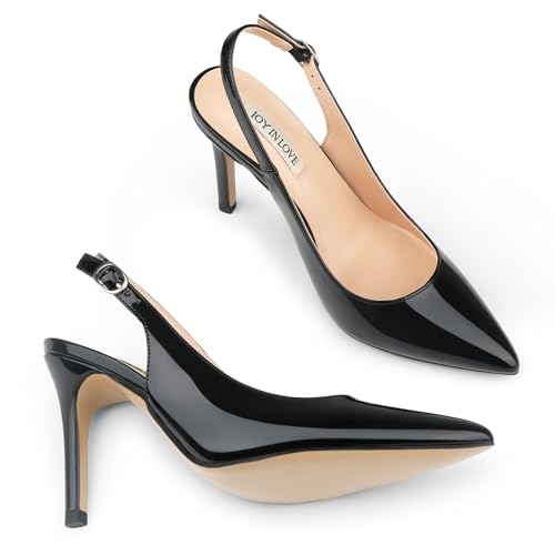 Image of JOY IN LOVE Womens Slingback High Heels Stiletto Pointed Closed Toe Pumps