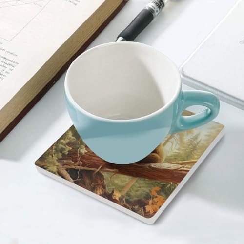 Dessous de verre absorbants céramique liège avec ours mignon 9.4cm