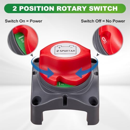 Spurtar Battery Isolator Switch 12V 24V 48V Master Power Switch Key Switch Shut Off Switch Kill Switch for Car RV ATV UTV Vehicle Boat Marine Battery Switch On/Off