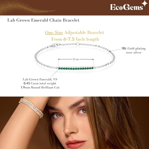 14K White/Yellow Gold Plated Silver Bar Bracelet With 0.45 TCW Lab Grown Diamond/Lab Grown Emerald/Moissanite, Bracelets For Women, Gift For Her Comes With Gift Box3