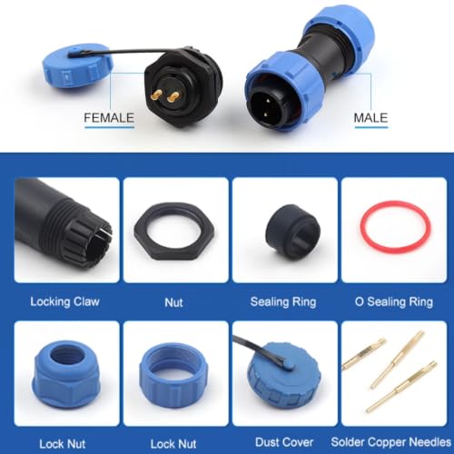 Conector SP21 IP68 aéreo de 4 pines con sistema backnut para conexiones estancas 7
