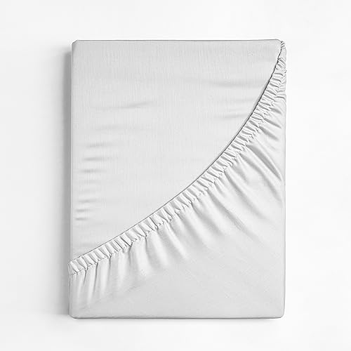 400 Thread Count Cotton - Single Fitted Sheet Only - Extra Deep Pocket - King Size Fitted Sheet - Cotton Sheets King - Crisp Cotton - Fitted Sheet - Fits Mattress Perfectly (King, White) #TOP2