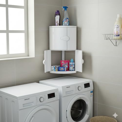 Image of CIPLA PLAST Double Door Cabinet for Storage | Storage Racks for Home | Wardrobe Storage | Storage Cabinet for Living Room /Kitchen Storage | Bathroom Cabinet Without Mirror | BRC-704 (White)