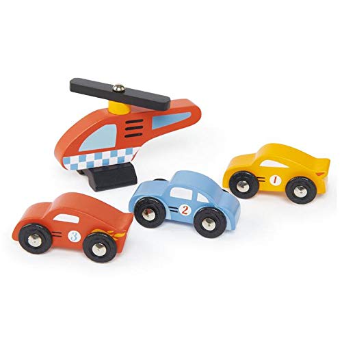 Tender Leaf Toys - Blue Bird Service Station - Classic Wooden Garage And Service Station For Cars And Helicopter With Ramps, Petrol Pumps And Car Wash Center - Imaginary And Roleplay For Children 3+ #TOP2