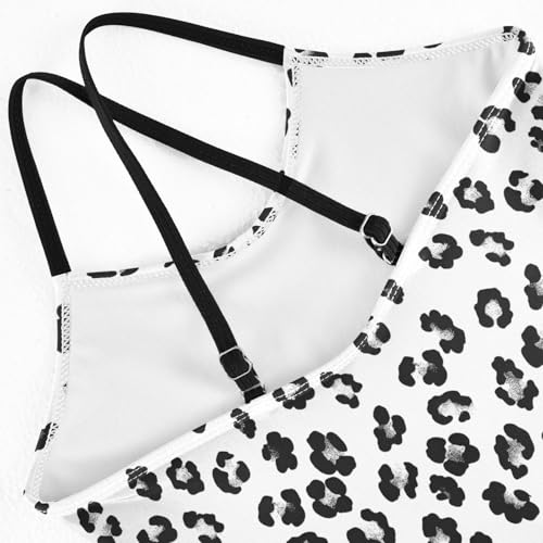 senya Girls Swimsuits One-Piece Swimwear Tie Bathing Suit Beach Summer Round Neck 4T Black and White Abstract Print Pattern4