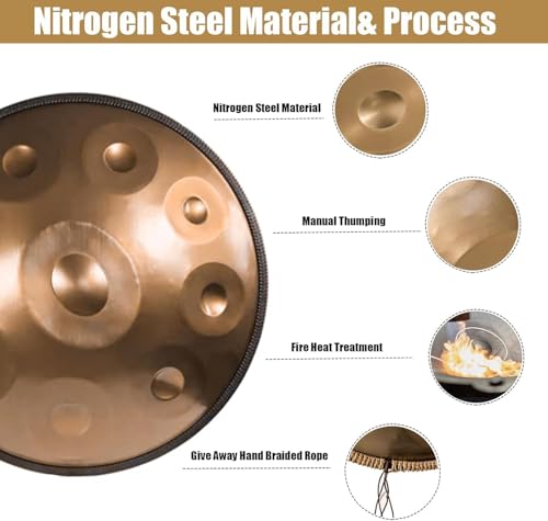 Handpan Steel Tongue Drum 10 Notas Dorado 22 Pulg miniatura 5