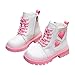 IWIHMIV Girls Winter Boots Warm Fashion Comfortable Soft Sole Booties Casual Short Riding Boots with Zipper（Pink,12