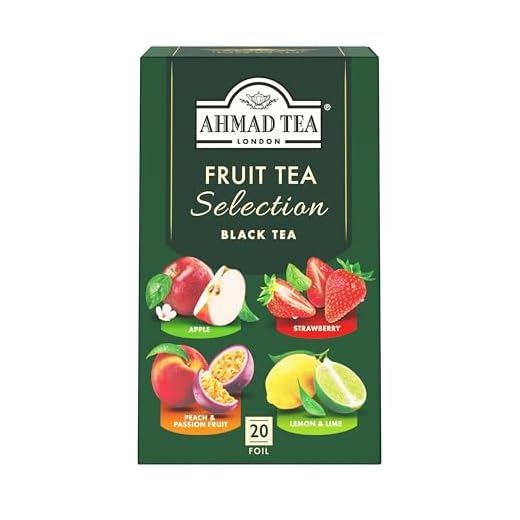 Ahmad Tea - Fruit Tea Selection - Früchtetee Sortiment aus schwarzem Tee - Apfel, Pfirsich & Passionsfrucht, Erdbeere, Zitrone & Limette - Einzeln Verpackt & Aromaversiegelt - 20 Teebeutel mit Band
