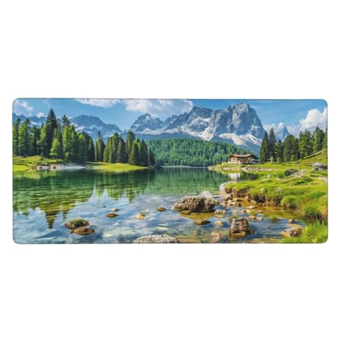 Tapis de Souris XXL 60 x 40 cm, Montagne & Arbre Tapis de Bureau G923