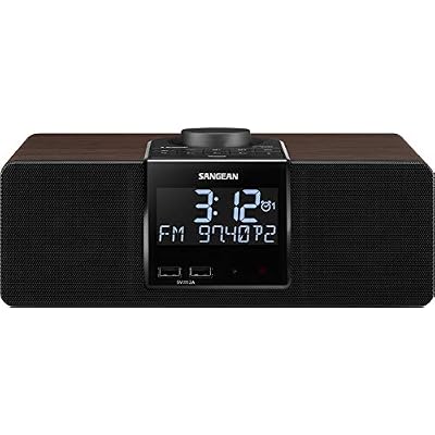 Sangean RCR-40 AM/FM-RDS(RBDS)/Bluetooth/AUX Digital Tuning Wooden Clock Radio with Battery Back-Up