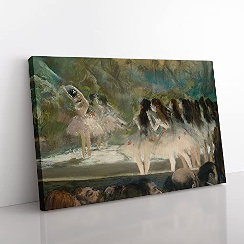 Image of Big Box Art Ballet at The Paris Opera by Edgar Degas Canvas Wall Art Print Ready to Hang Picture, 76 x 50 cm (30 x 20 Inch), Green, Green, Black