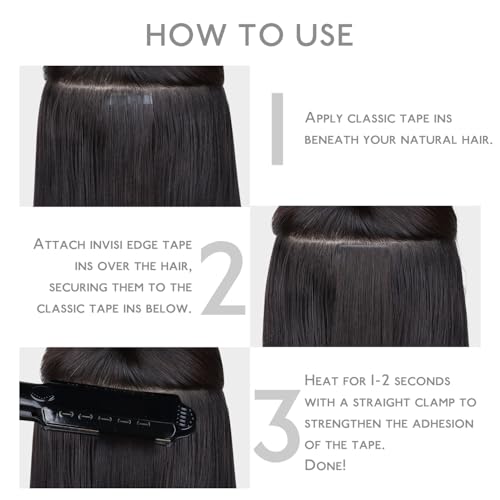 Image of WENNALIFE Invisi Edge Tape in Hair Extensions Human Hair,#4 /27,22 Inch | 22 Inch 50g 20pcs (Invisi Edge & Classic) Balayage Chocolate Brown to Caramel Blonde Invisi Remy Hair Natural S