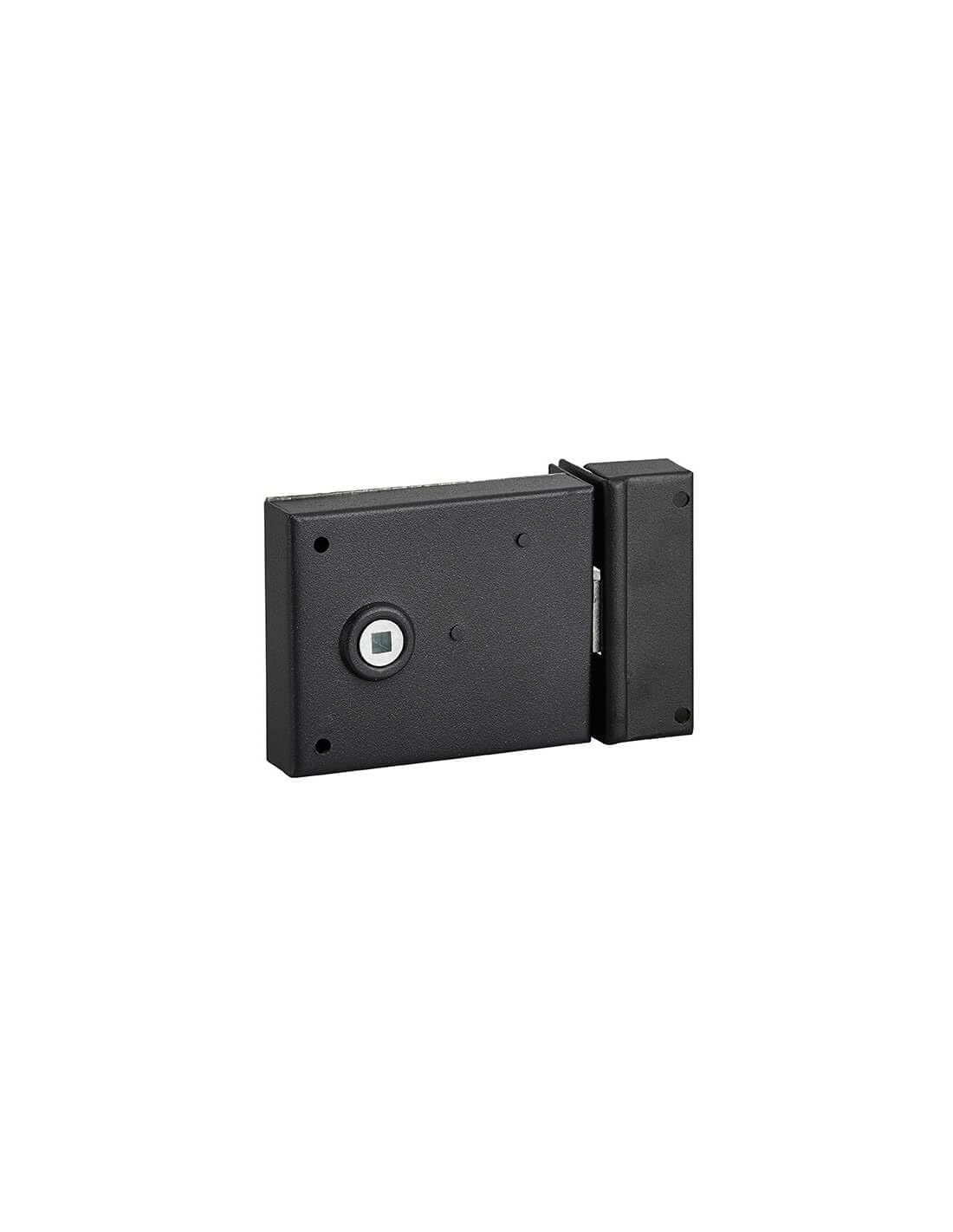 THIRARD - Serrure horizontale en applique à fouillot pour porte int., pêne 1/2tour seul, axe 70mm, carré 6mm, 95x76mm, noir