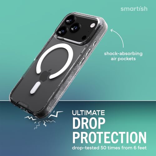 Image of Smartish iPhone 17 Pro MagSafe Clear Case + Screen Protector - Magnetic Slim Case - Anti-Yellow Thin Grip Cover + 2-Pack Tempered Glass Screen Protectors for Apple iPhone 17 Pro - Clearly Clear