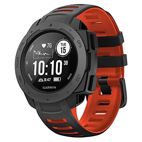 NotoCity for Garmin Instinct Band Silicone Replacement Watch Band Compatible with Garmin Instinct 2/ Solar/Tactical(black-red) Cover