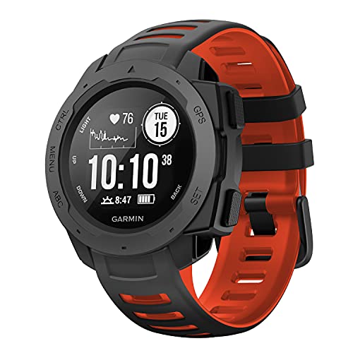 NotoCity for Garmin Instinct Band Silicone Replacement Watch Band Compatible with Garmin Instinct 2/ Solar/ Tactical(black-red)