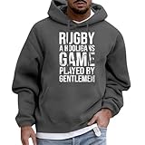 Kapuzenpullover Herren Hoodie Football Fans Sport Geschenk Sweatshirt Rugby Spieler Sport Retro Männer Frauen Jungen Rugby Pullover (Dark Gray, L)