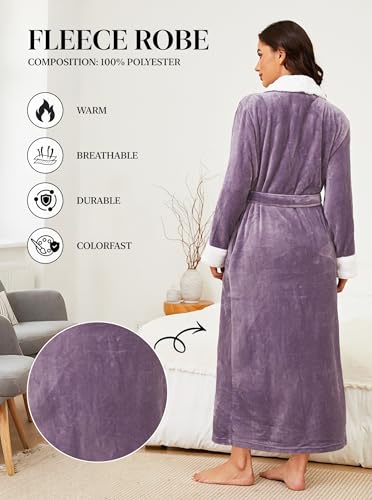 Image of Hellomamma Long Bath Robe for Womens Plush Soft Fleece Bathrobes Nightgown Ladies Pajamas Sleepwear Housecoat