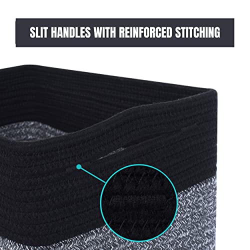 Mintwood Design 3-Pack Storage Baskets For Shelves, Playroom And Classroom Storage Basket, Book Basket, Decorative Storage Cube Bins, Woven Closet Organizers, Baby Nursery Baskets, Black Grey Mix #TOP7