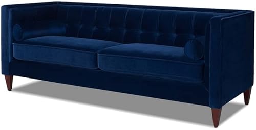 Jennifer Taylor Home Jack 84" Modern Tuxedo Tufted Sofa, Navy Blue Velvet