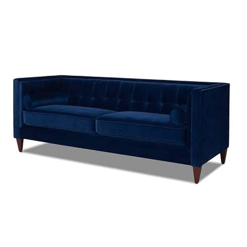 Jennifer Taylor Home Jack 84" Modern Tuxedo Tufted Sofa, Navy Blue Velvet #TOP13