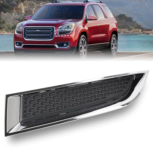Image of Fog Light Grille Cover Compatible with 2013-2016 GMC Acadia 2017 Limited Left Driver Side Bumper Cover Grille With Chrome Molding Front Upper Mounts Below Head Light # GM1038155 20982401