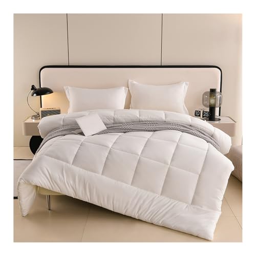 HonunGron Winter Warm Duvet Quilt Feather Cotton Filling, Quilted Construction - Corner Duvet Tabs, Soft Touch Breathable Extra Thick Microfibre Feels Like Down (White,150x200cm(2.5kg))