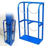 Robuste Gasflasche mit festem Regal, Bodenmontage, tragbarer Sauerstofftankträger/Sauerstoffzylinder-Aufbewahrungsregal, mit Schrauben und Sicherheitskette