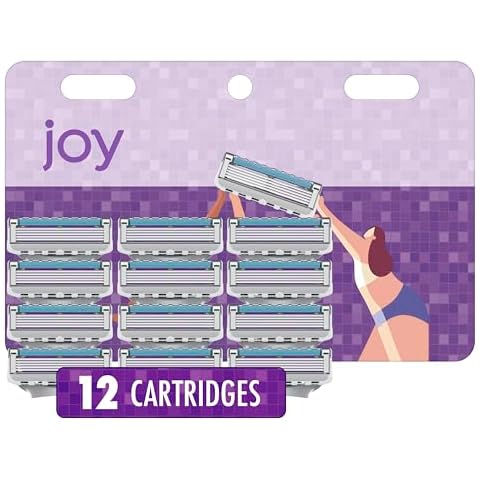 joy Womens Razor Blade Refills, 12 Count, Purple, Lubrastrip to Help Avoid Skin Irritation Cover