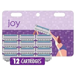 joy Womens Razor Blade Refills, 12 Count, Purple, Lubrastrip to Help Avoid Skin Irritation
