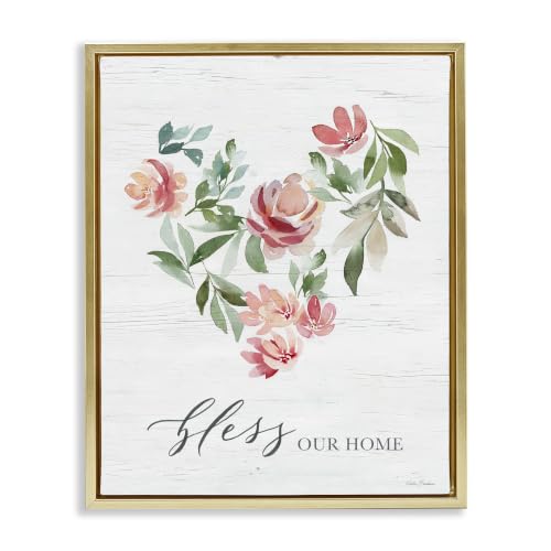 Bless Our Home Floral Heart, 16 x 20 Inch Canvas in Floater Frame