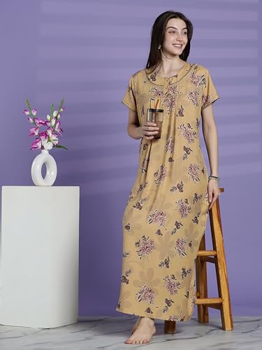 Image of 9shines Label Premium Alpine Maxi Designer Nighty | Floral Print Maxi for Women | Night wear for Women | | Full Length Night Gown for Women | Night Dress for Women Stylish (2467)