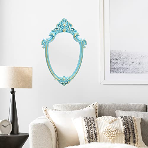 Eaoundm 16.5 X 11 Inch Vintage Mirror Antique Mirror Decorative Wall Mirror Shield Shape (Blue) #TOP1