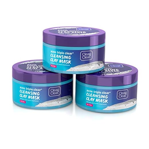 Clean & Clear Acne Triple Clear Cleansing Clay Acne Face Mask with Natural Clay, Aloe, Mint, Glycerin Skin Conditioner, and Salicylic Acid Acne Treatment to Fight Breakouts, Oil-Free, 3.5 oz (3 Pack)