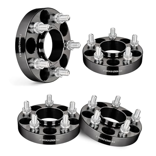EVIL ENERGY 5x4.5 Wheel Spacers 1 inch Compatible with Ford Ranger 1983-2011 5x114.3 mm Hubcentric with Lip 5 Lugs 70.5 mm Hub Bore 1/2x20 Studs Black