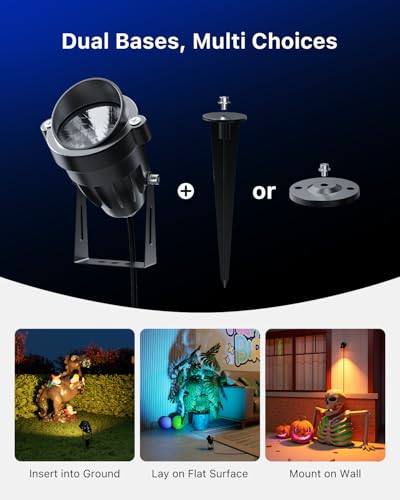 Image of 6 Pack Color Change Spotlights for Decor Lighting 120V Remote Waterproof Plug-in Multicolor Landscape Spot Light Uplight for Yard Decoration, Tree, Bush, Status, Indoor Plant, Picture & Painting