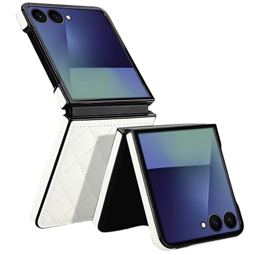 Coque Samsung Galaxy Z Flip 7 en cuir premium écossais blanc élégant