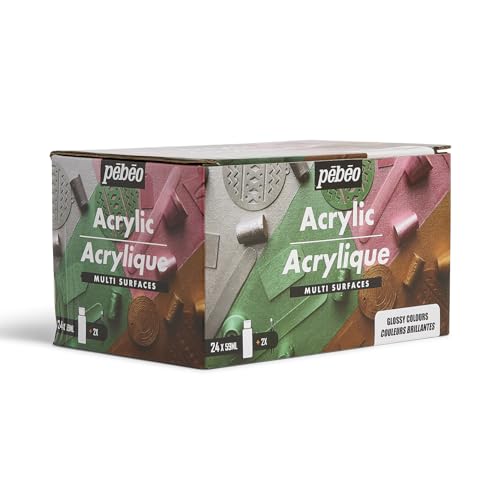 Pébéo, Acrylic Multisurfaces, Set 24 Bottles 59ml Brilliant Assorted Colours + Accessories - Image 2