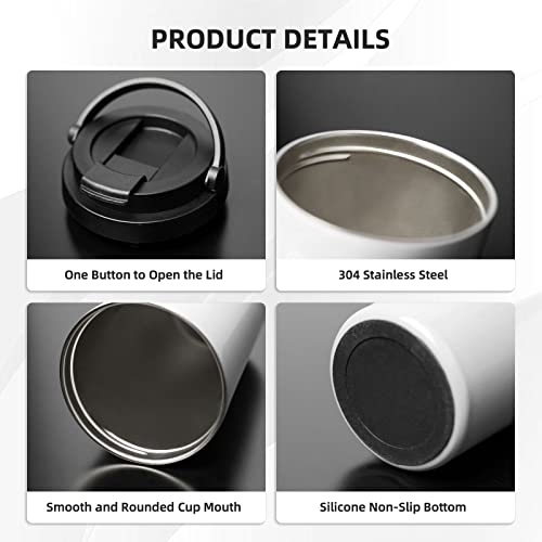 Taza de café aislada de acero inoxidable con textura de yeso para agua fría y caliente 4