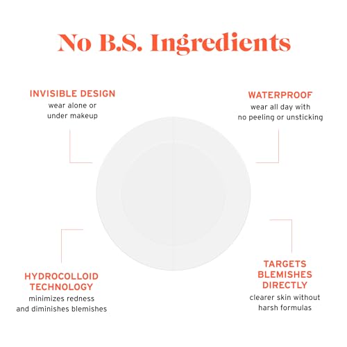 NO B. S. NO BAD STUFF No Bad Stuff - Healing Acne Patches with Hydrocolloid, Waterproof, Invisible Pimple Patches, Wear Under Makeup & Sunscreen, Acne Skin Care for Women & Men, Spot Patches for Pimples, 36 CT