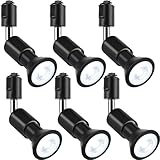 szbritelight スポットライト e26 ダクトレールライト 電球付き ダクトレール用照明器具 ライティングレール 照明 PAR20 レフ球型 ランプ付 LED電球＋器具セット (ブラック, 昼光色 6個セット)