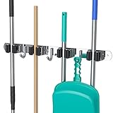 CWOVRS Soporte para escoba de fregona, 3 ganchos (paquete de 1)
