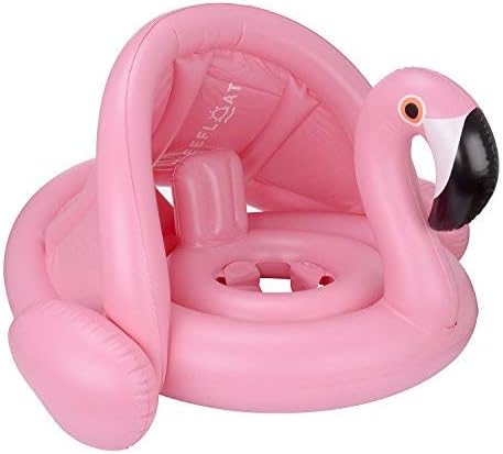 Baby Flamingo Float with Canopy Inflatable Pool Float - Baby Flamingo Popular Baby Infant Swimming Float Toy for Pool