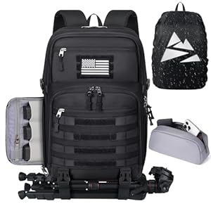 SDYSM Camera Backpack Bag Professional for DSLR/SLR Mirrorless Camera Waterproof 15.6 inch Tactical Camera Bags for Photographers with Rain Cover, Tripod Holder, Small Bag Photography Backpack Case